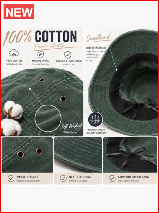 3 Pack Garment-Washed Cotton Bucket Hat Set Unisex Fisherman Hat Summer Outdoor